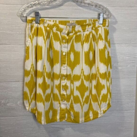 LOFT Women's Islander Ikat Print‎ Button Front Skirt - Picture 3 of 9